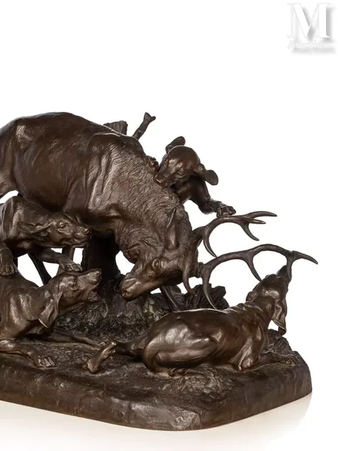 Cerf attaqué par quatre chiens – Isidore Jules Bonheur