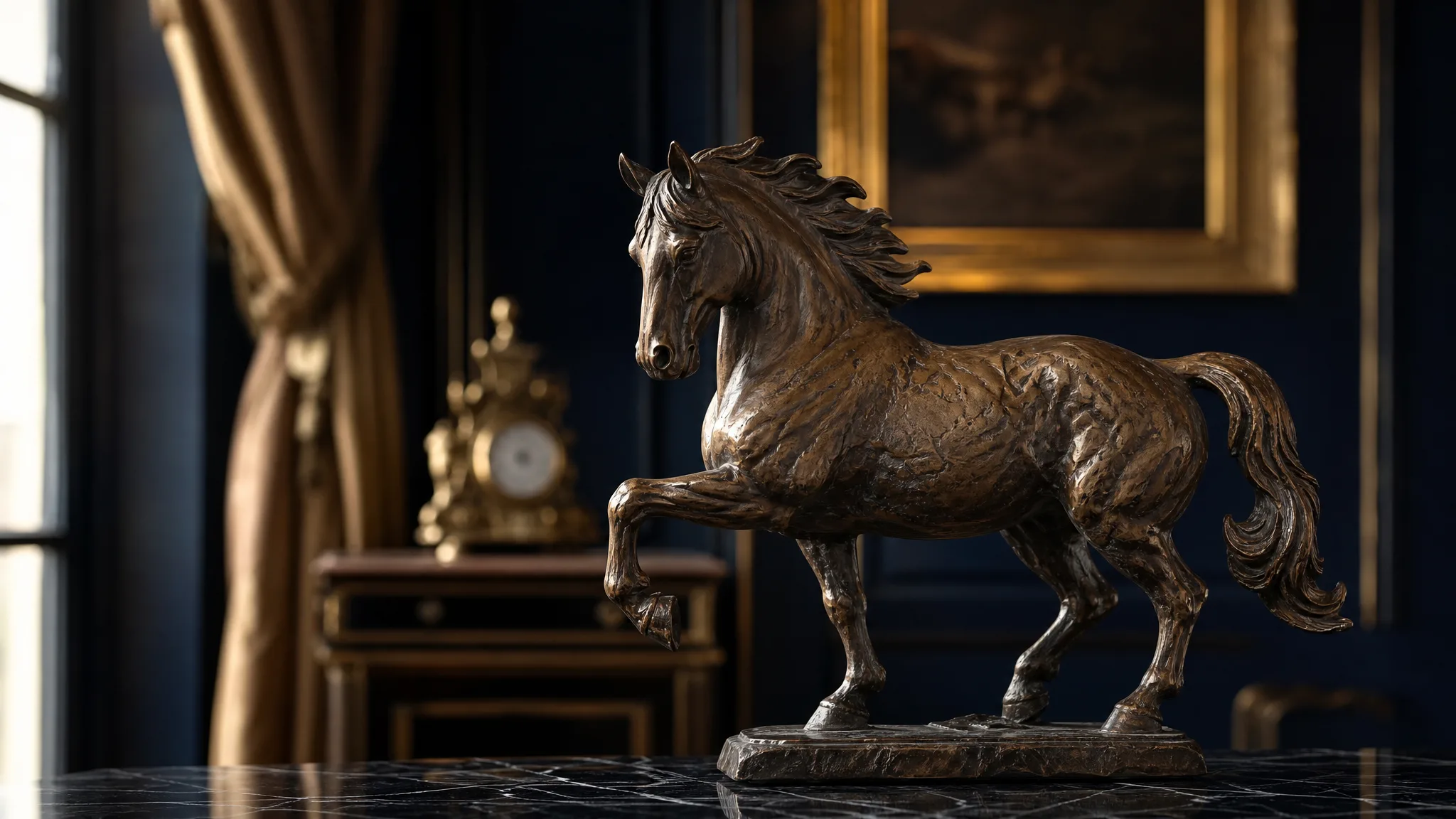 Cote bronze animalier : cheval en bronze patiné du XIXe siècle