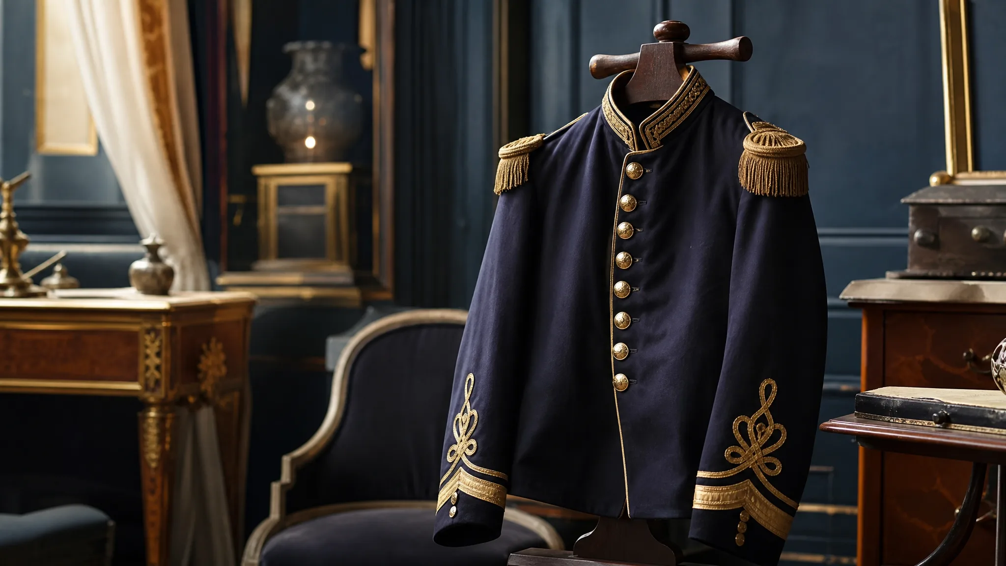Estimation uniforme militaire ancien : veste d'officier du XIXe à boutons dorés